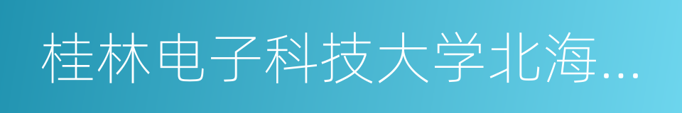 桂林电子科技大学北海校区的同义词