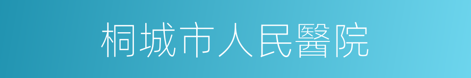 桐城市人民醫院的同義詞