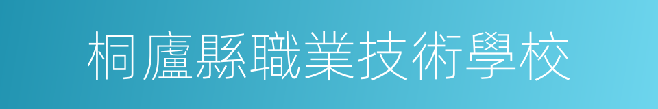 桐廬縣職業技術學校的同義詞