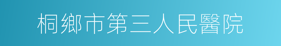 桐鄉市第三人民醫院的同義詞