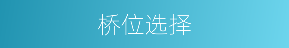 桥位选择的意思