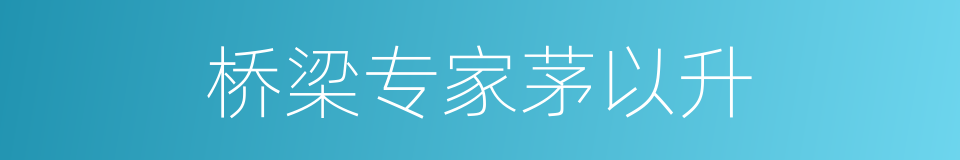 桥梁专家茅以升的同义词