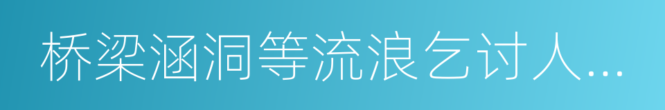 桥梁涵洞等流浪乞讨人员集中活动的同义词