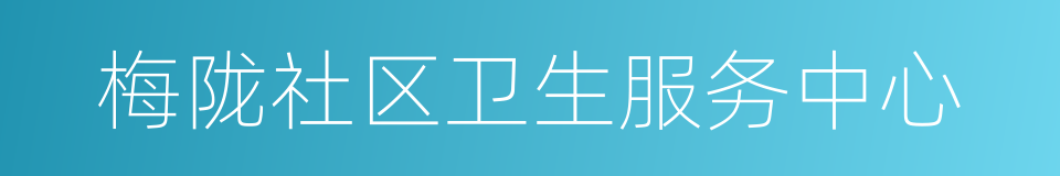 梅陇社区卫生服务中心的同义词