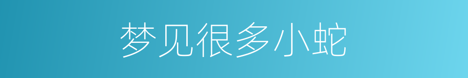 梦见很多小蛇的同义词