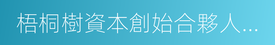 梧桐樹資本創始合夥人童瑋亮的同義詞