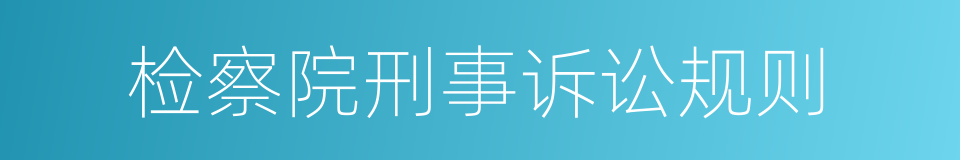 检察院刑事诉讼规则的同义词