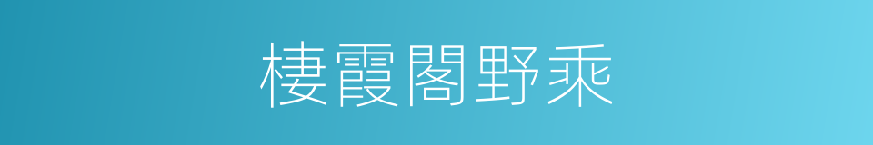 棲霞閣野乘的同義詞