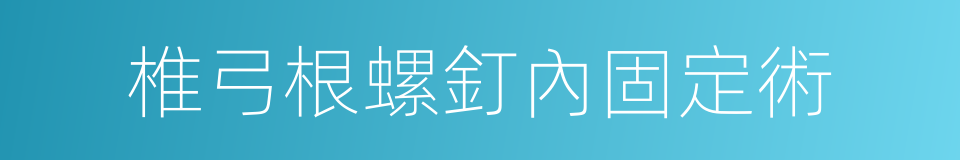 椎弓根螺釘內固定術的同義詞