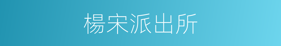 楊宋派出所的同義詞