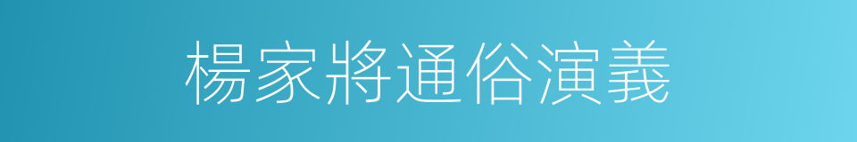 楊家將通俗演義的同義詞