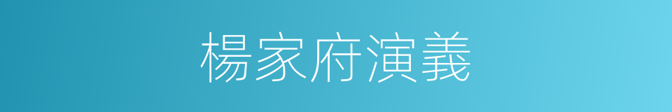 楊家府演義的意思