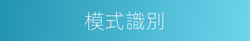 模式識別的意思