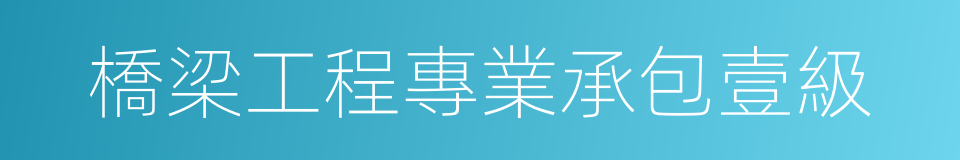 橋梁工程專業承包壹級的同義詞