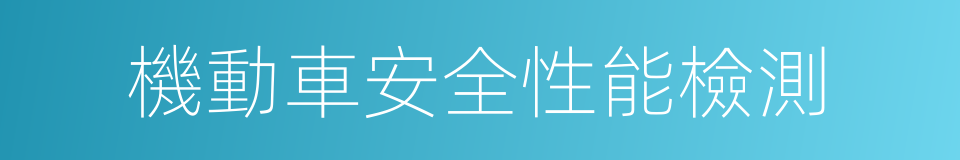 機動車安全性能檢測的同義詞