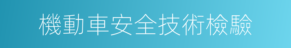 機動車安全技術檢驗的意思