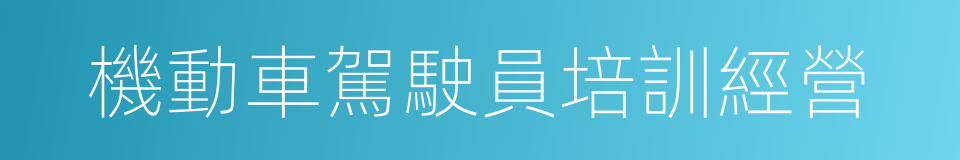 機動車駕駛員培訓經營的同義詞