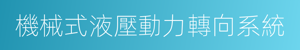 機械式液壓動力轉向系統的同義詞