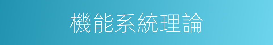 機能系統理論的同義詞