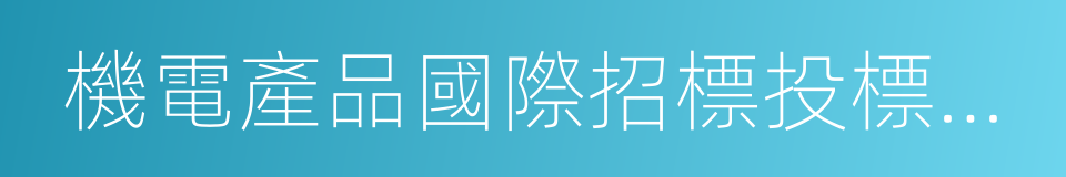 機電產品國際招標投標實施辦法的同義詞