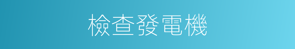 檢查發電機的同義詞