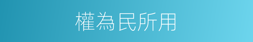 權為民所用的同義詞