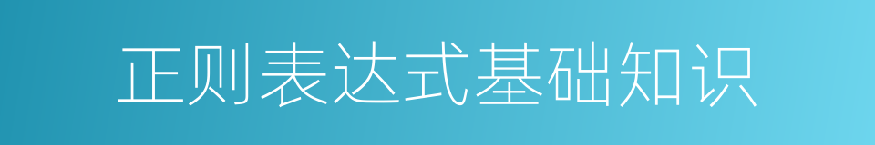 正则表达式基础知识的同义词