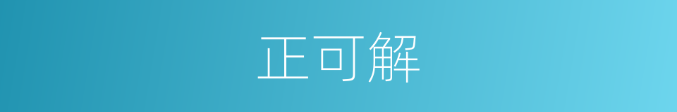 正可解的同义词