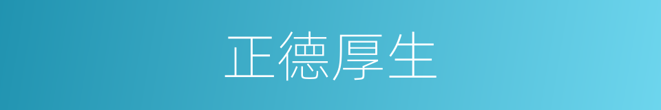 正德厚生的意思