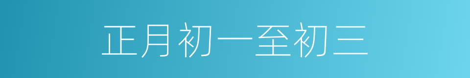 正月初一至初三的同义词