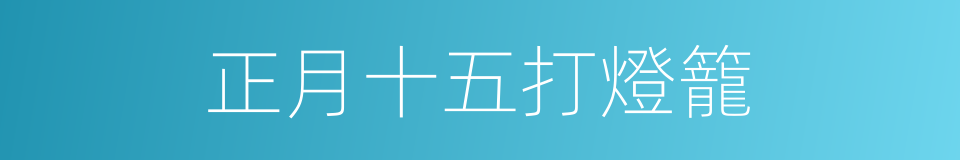 正月十五打燈籠的同義詞