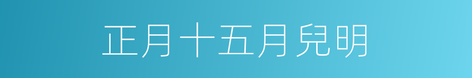 正月十五月兒明的同義詞