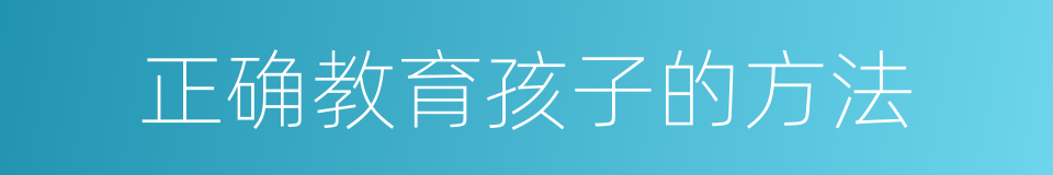 正确教育孩子的方法的同义词