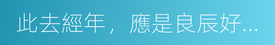 此去經年，應是良辰好景虛設的同義詞