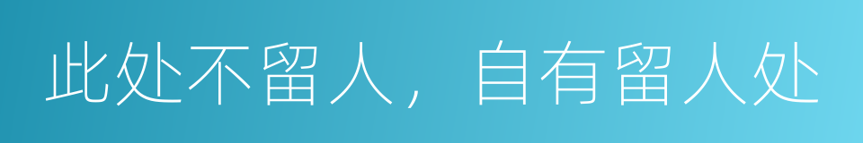 此处不留人，自有留人处的同义词