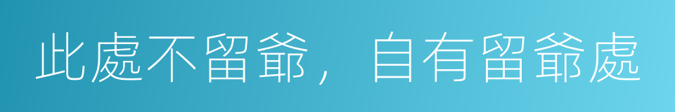 此處不留爺，自有留爺處的同義詞