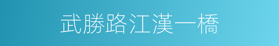 武勝路江漢一橋的同義詞