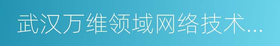 武汉万维领域网络技术有限公司的同义词