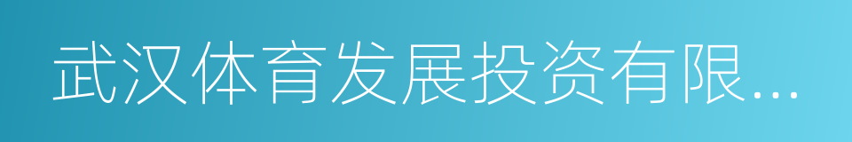 武汉体育发展投资有限公司的同义词