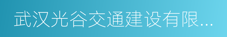 武汉光谷交通建设有限公司的同义词