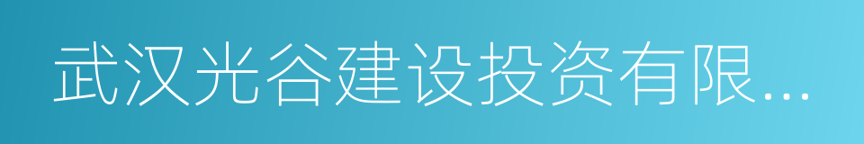 武汉光谷建设投资有限公司的同义词