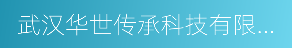 武汉华世传承科技有限公司的同义词