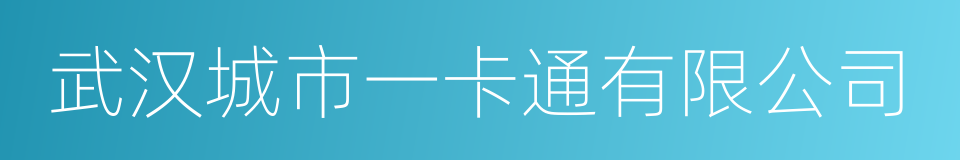 武汉城市一卡通有限公司的同义词