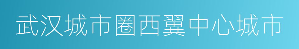 武汉城市圈西翼中心城市的意思