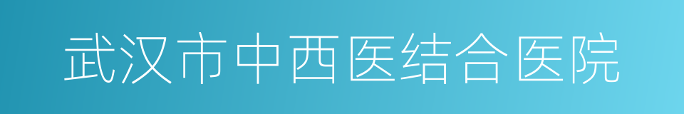 武汉市中西医结合医院的同义词