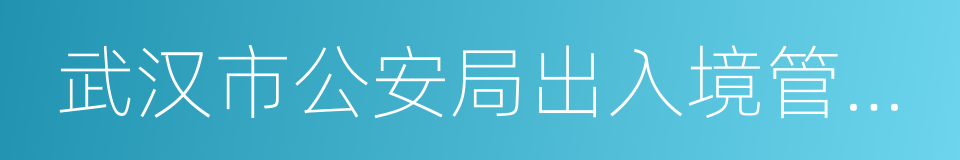 武汉市公安局出入境管理处的同义词