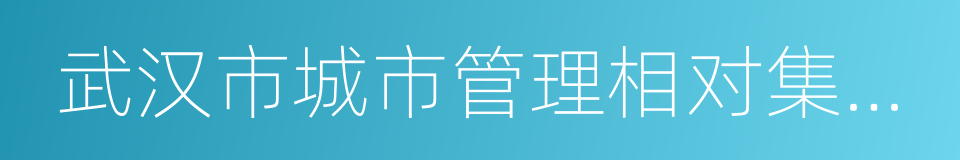 武汉市城市管理相对集中行政处罚权办法的同义词