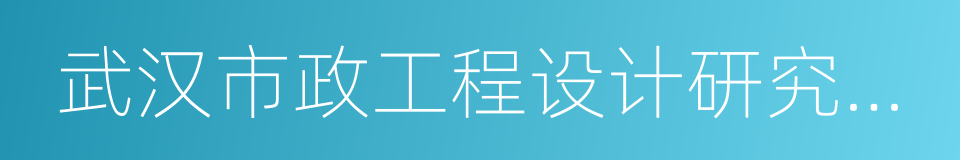 武汉市政工程设计研究院有限责任公司的同义词