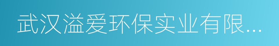 武汉溢爱环保实业有限公司的同义词