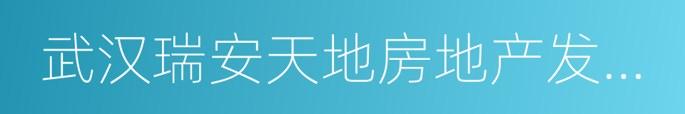 武汉瑞安天地房地产发展有限公司的同义词